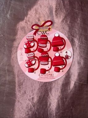CWC Red Christmas Straw Toppers - 6 Piece Set